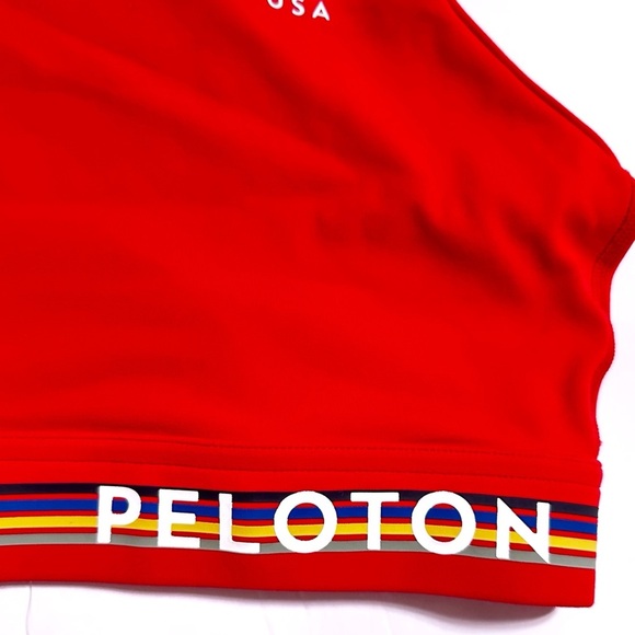 Peloton Sports Bra Size Large L Red Stretch Olympics Line Racerback Fitted - Picture 9 of 11